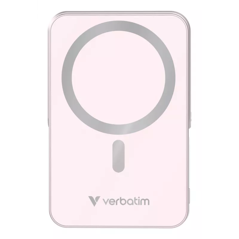 Verbatim Charge 'n' Go magnetická bezdrôtová powerbank so stojanom – 10000 mAh ružová