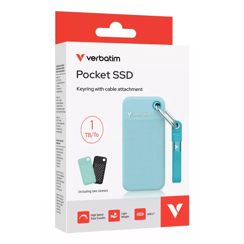 Verbatim Pocket SSD USB 3.2 Gen 2 1 TB Polar Blue vrátane dvoch gumených puzdier