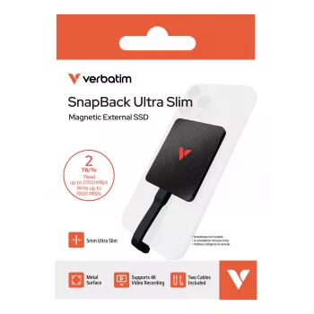 Verbatim SnapBack Ultra tenký SSD 2TB USB Type-C USB 3.2 Gen 2x2 čierny
