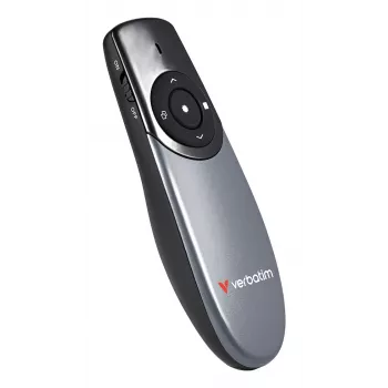 Verbatim Focus bezdrôtový prezentér s červeným laserovým ukazovátkom, RF, USB, 30 m, čierna, strieborná