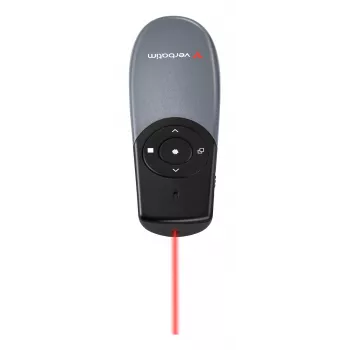 Verbatim Focus bezdrôtový prezentér s červeným laserovým ukazovátkom, RF, USB, 30 m, čierna, strieborná