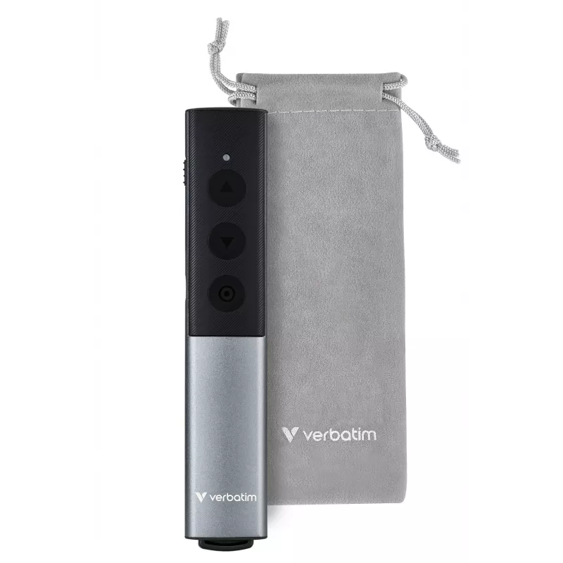 Verbatim Agenda bezdrôtový prezentér s červeným laserovým ukazovátkom, RF, USB, 100 m, čierna, strieborná