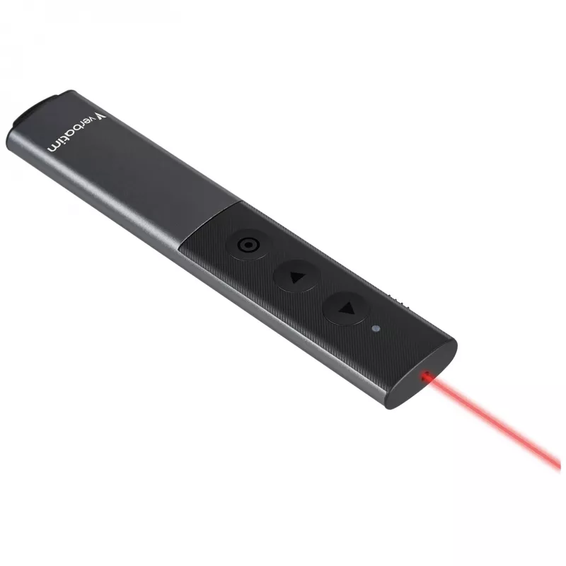 Verbatim Agenda bezdrôtový prezentér s červeným laserovým ukazovátkom, RF, USB, 100 m, čierna, strieborná