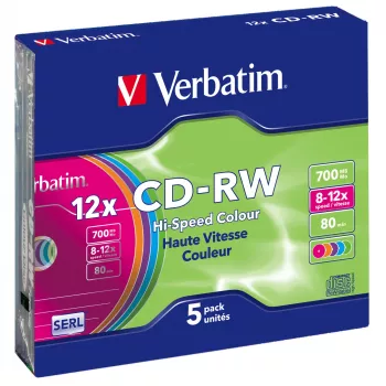 Verbatim CD-RW Colour 12x 700 MB 5 ks