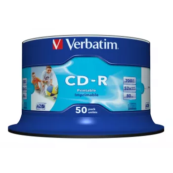 Verbatim CD-R AZO Wide Inkjet Printable no ID 700 MB 52x 50 ks