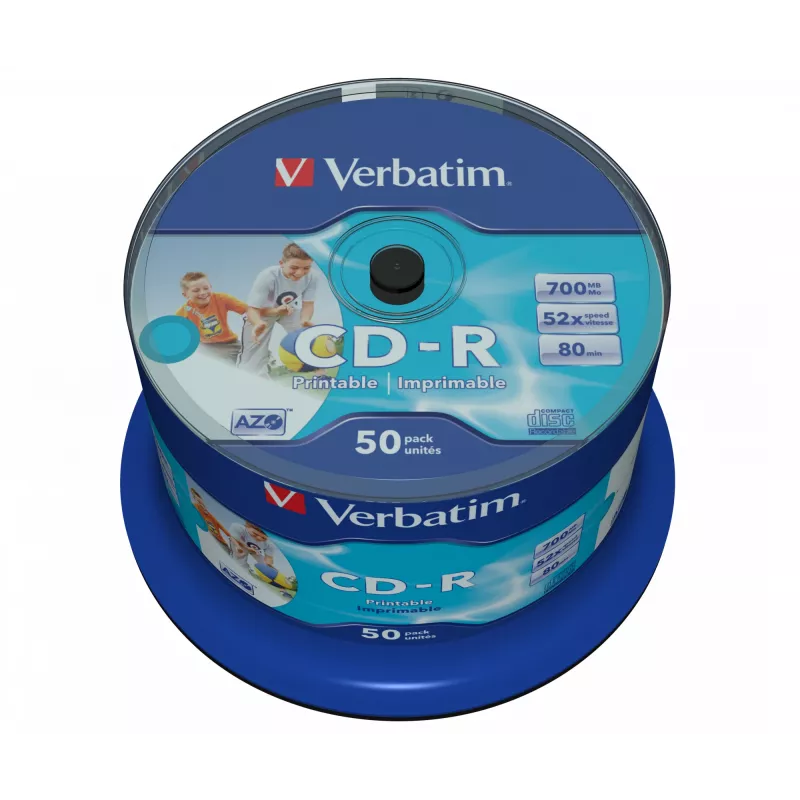 Verbatim CD-R AZO Wide Inkjet Printable no ID 700 MB 52x 50 ks