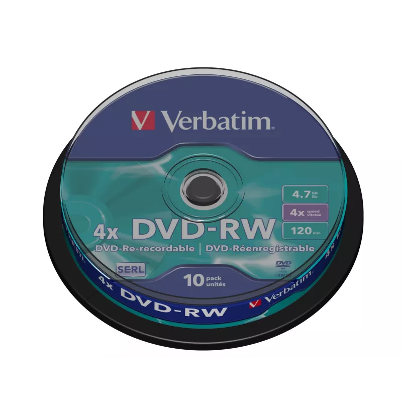 Verbatim DVDVER00072B, DVD-RW, spindel, 10 ks, 4,7 GB