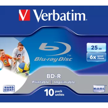 Verbatim BD-R SL 25GB 6x Printable 10-balíček jewel case 10 ks