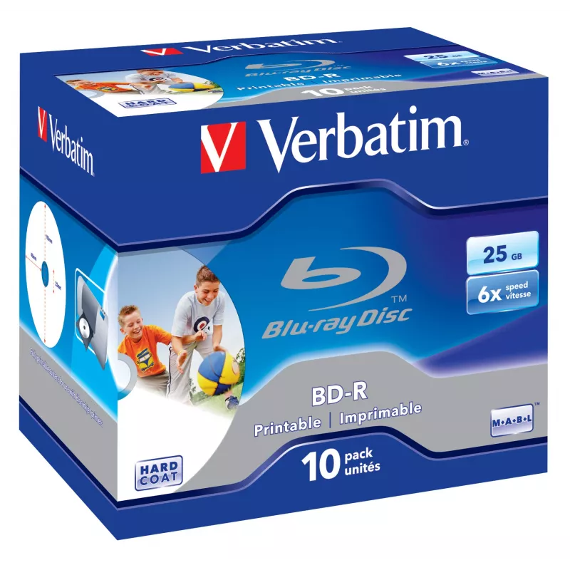 Verbatim BD-R SL 25GB 6x Printable 10-balíček jewel case 10 ks