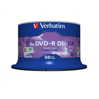 Verbatim DVD+R Double Layer 8x matná strieborná 50 ks spindle