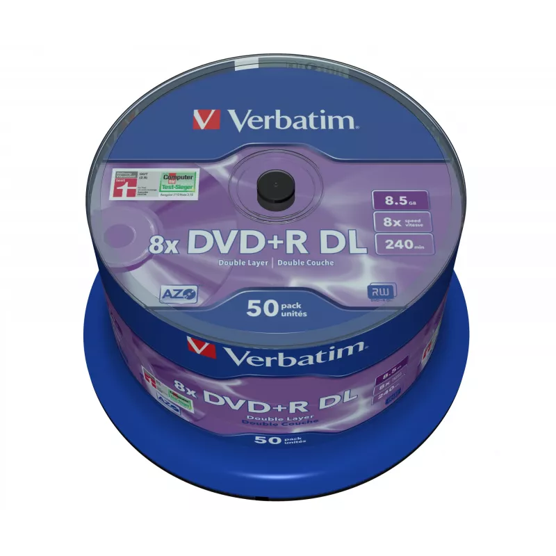 Verbatim DVD+R Double Layer 8x matná strieborná 50 ks spindle