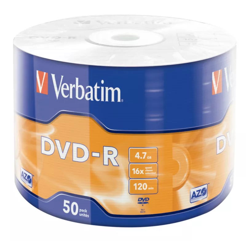 Verbatim DVD-R matná strieborná 50 ks balenie wrap spindle