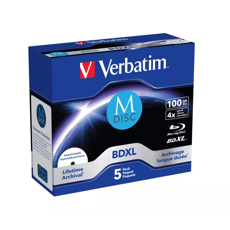 Verbatim M-Disc BD-R XL 100 GB 4x, Jewel Case, 5 ks (43834)