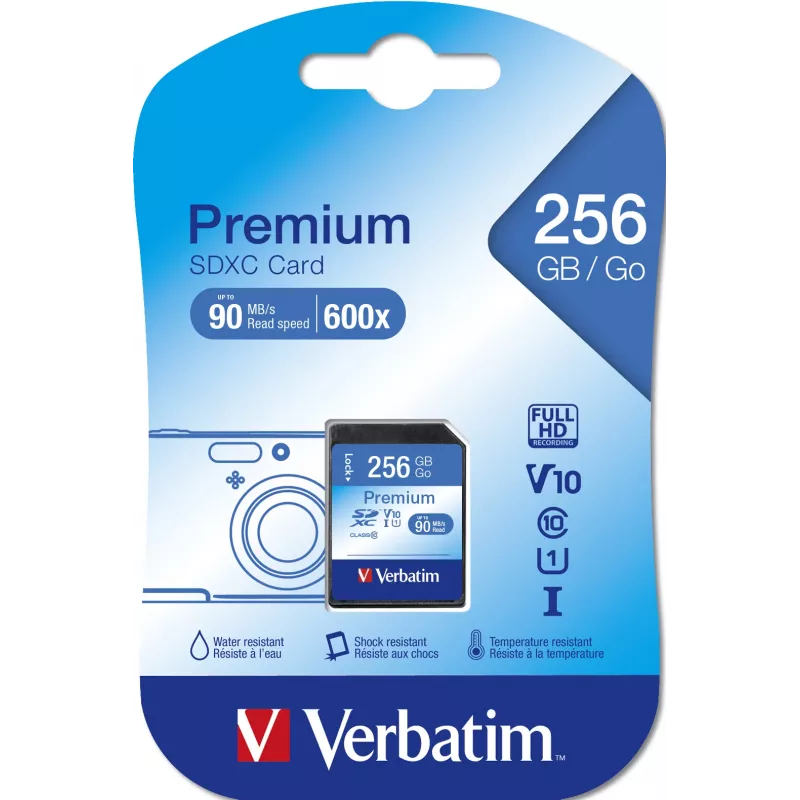 Flash pamäť Verbatim Premium 256 GB SDXC UHS-I Class 10