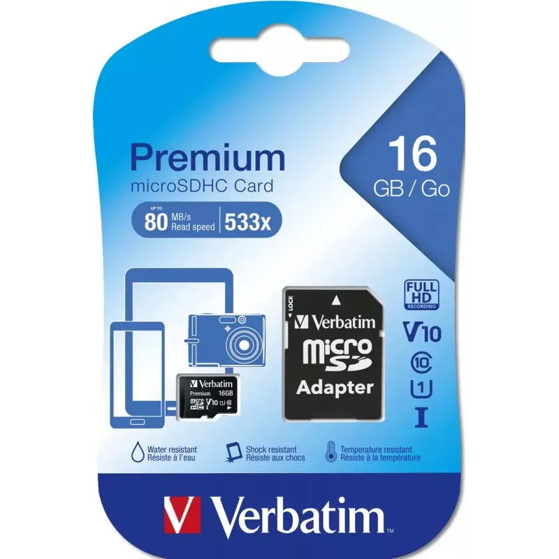 MicroSDHC Verbatim Premium 16 GB Class 10 čierna