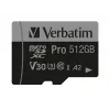 Verbatim Pro U3 512GB Micro SDXC karta, 512 GB, MicroSDXC, Class 10, UHS-I, 100 MB/s, 90 MB/s