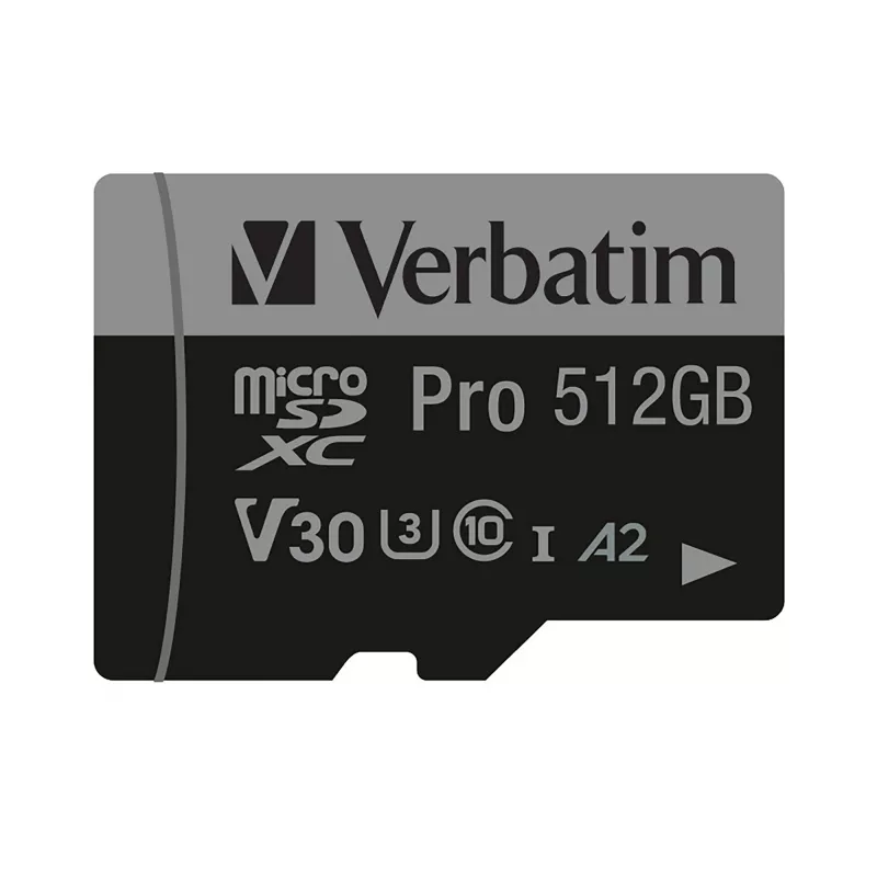 Verbatim Pro U3 512GB Micro SDXC karta, 512 GB, MicroSDXC, Class 10, UHS-I, 100 MB/s, 90 MB/s