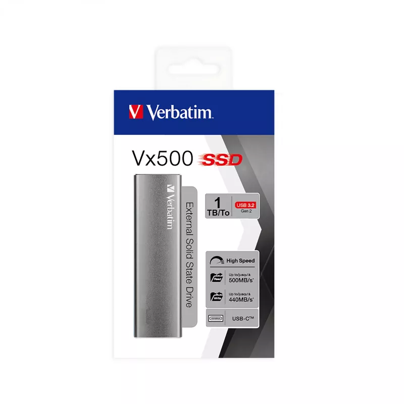Verbatim Vx500 1 TB USB Type-C 3.2 Gen 2 (3.1 Gen 2) strieborná