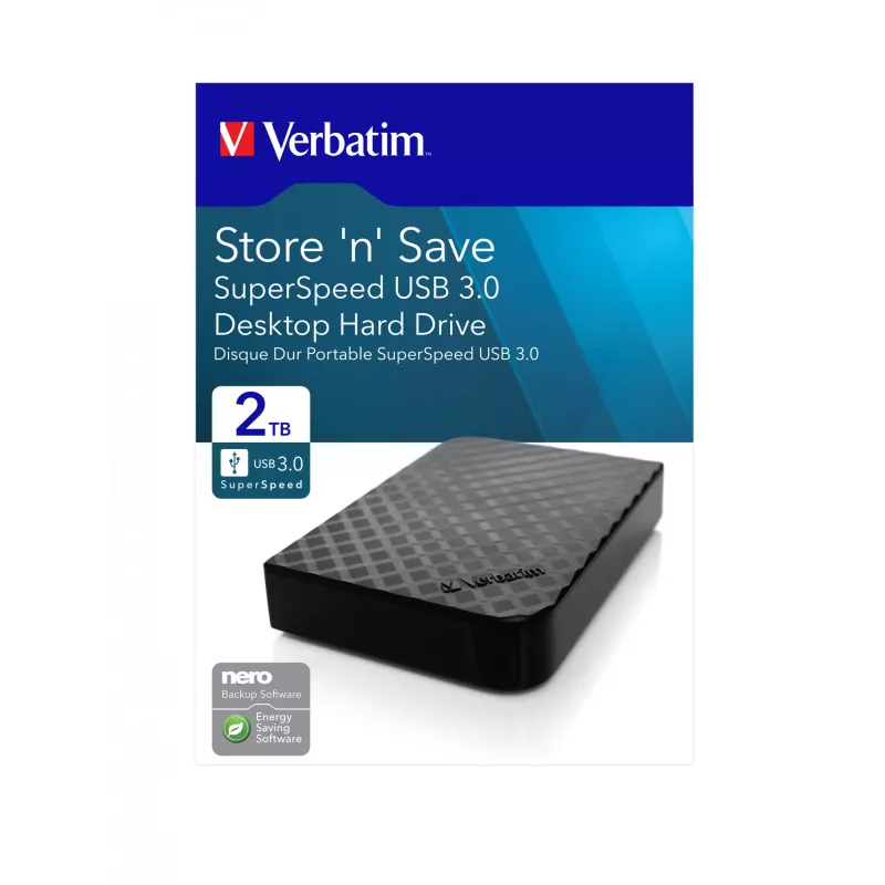 Verbatim Store 'n' Save 2TB USB 3.0, 2 TB, 3.2 Gen 1 (3.1 Gen 1), čierna