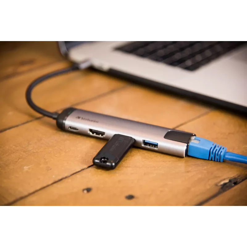 Verbatim 49141 dokovacia stanica/port replikátor pre notebook USB 3.2 Gen 1 (3.1 Gen 1) Type-C čierna, strieborná