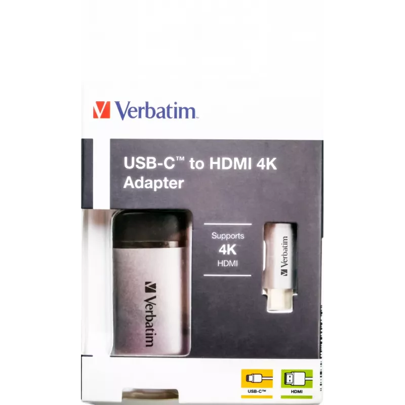 Verbatim 49143 video kábel adaptér 0,1 m USB Type-C HDMI čierny, strieborný