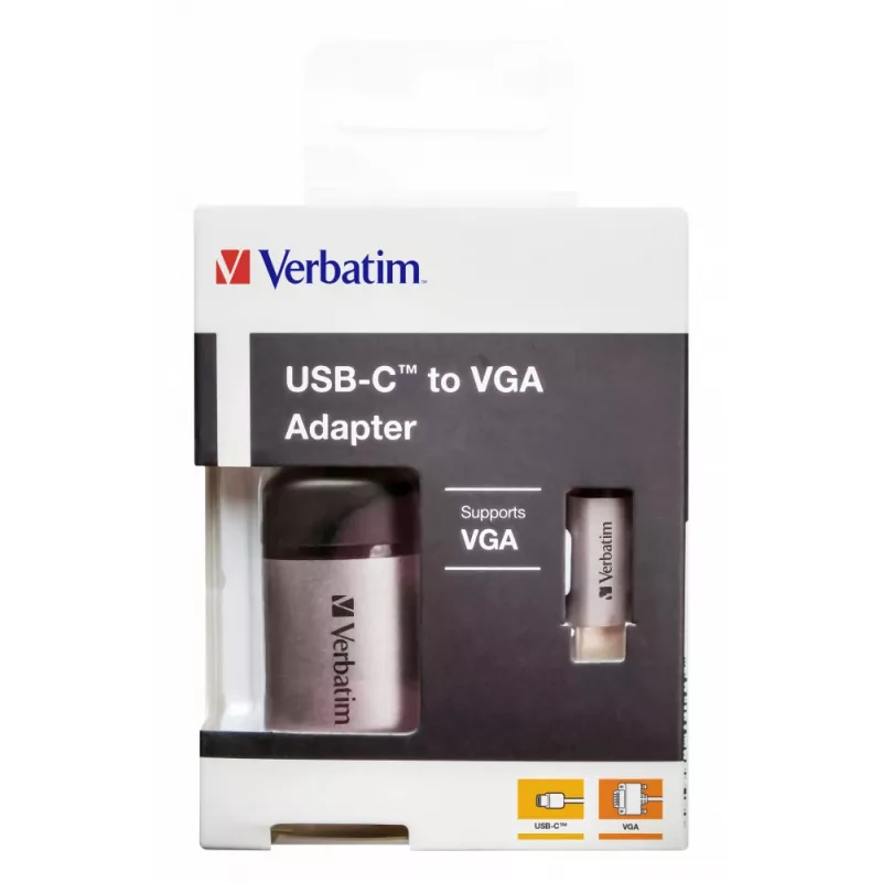 Verbatim 49145 video kábel adaptér 0,01 m USB Type-C VGA (D-Sub) čierny, strieborný