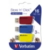Verbatim Store 'n' Click - USB 2.0 disk 3.2 GEN1 - 3x16 GB - červená/modrá/žltá