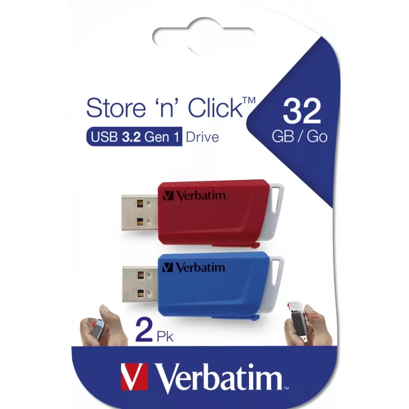 Verbatim Store 'n' Click - USB disk 2.0 (3.2 GEN1) - 2x32 GB - červená/modrá