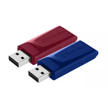 Verbatim Slider – USB disk – 2x32 GB – modrý/červený, 32 GB, USB Type-A, 2.0, Slide, 8 g, modrý, červený