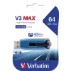Verbatim V3 MAX - USB 3.0 disk 64 GB - modrá, 64 GB, USB Type-A, 3.2 Gen 1 (3.1 Gen 1), Slide, 10 g, modrá
