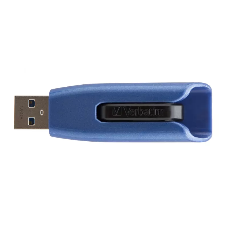 Verbatim V3 MAX - USB 3.0 disk 128 GB - modrá, 128 GB, USB Type-A, 3.2 Gen 1 (3.1 Gen 1), 175 MB/s, Slide, čierna, modrá