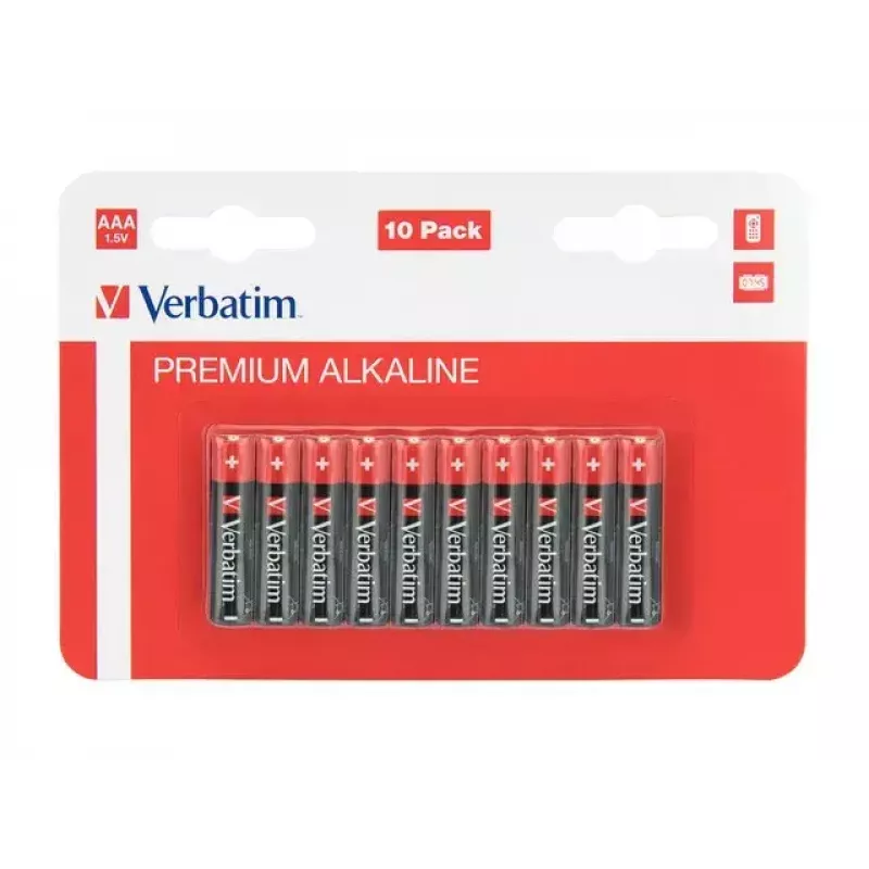 Verbatim AAA alkalické batérie, 1,5V, 10 ks Verbatim čierna / V49874