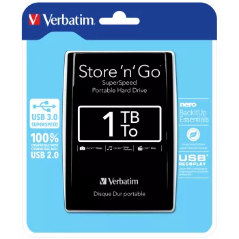 Verbatim Store 'n' Go USB 3.0 prenosný pevný disk 1TB čierny