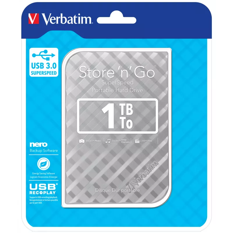 Verbatim Store 'n' Go USB 3.0 pevný disk 1TB strieborný