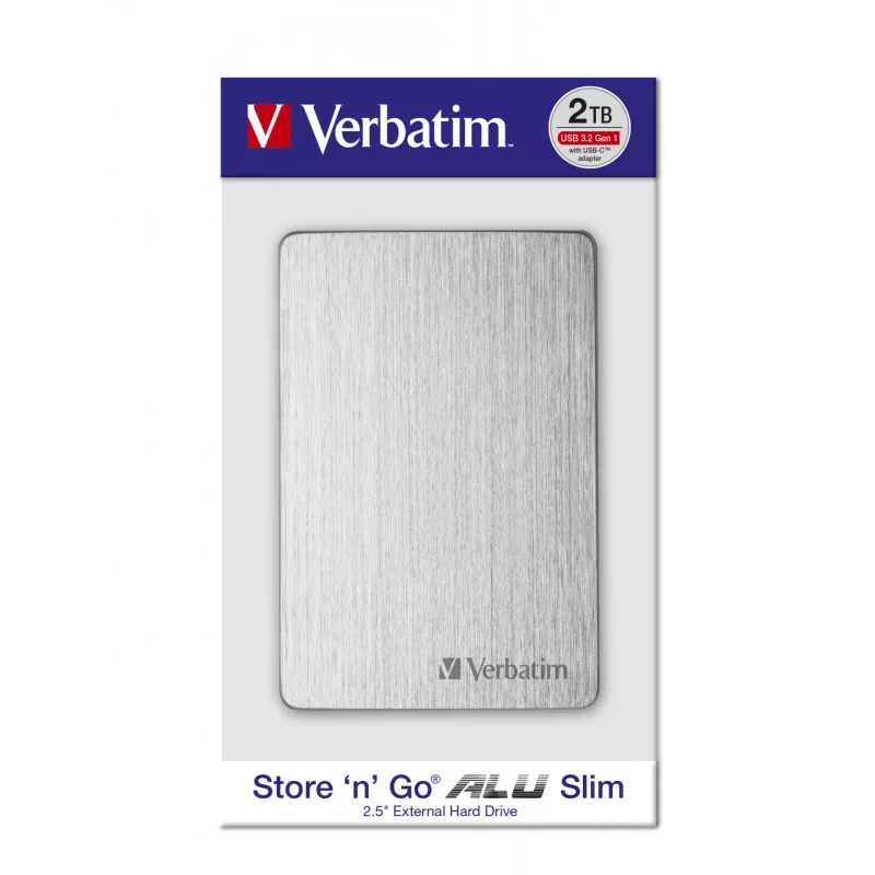 Verbatim Store 'n' Go ALU tenký prenosný pevný disk 2 TB strieborný