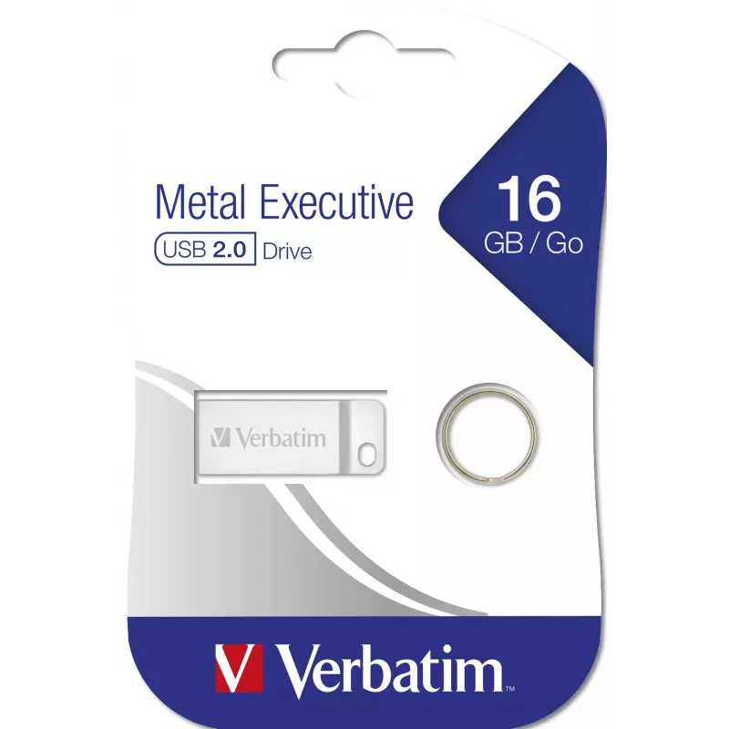 USB kľúč VERBATIM Metal Executive 16 GB, USB 2.0 Type-A, strieborný, bez krytky