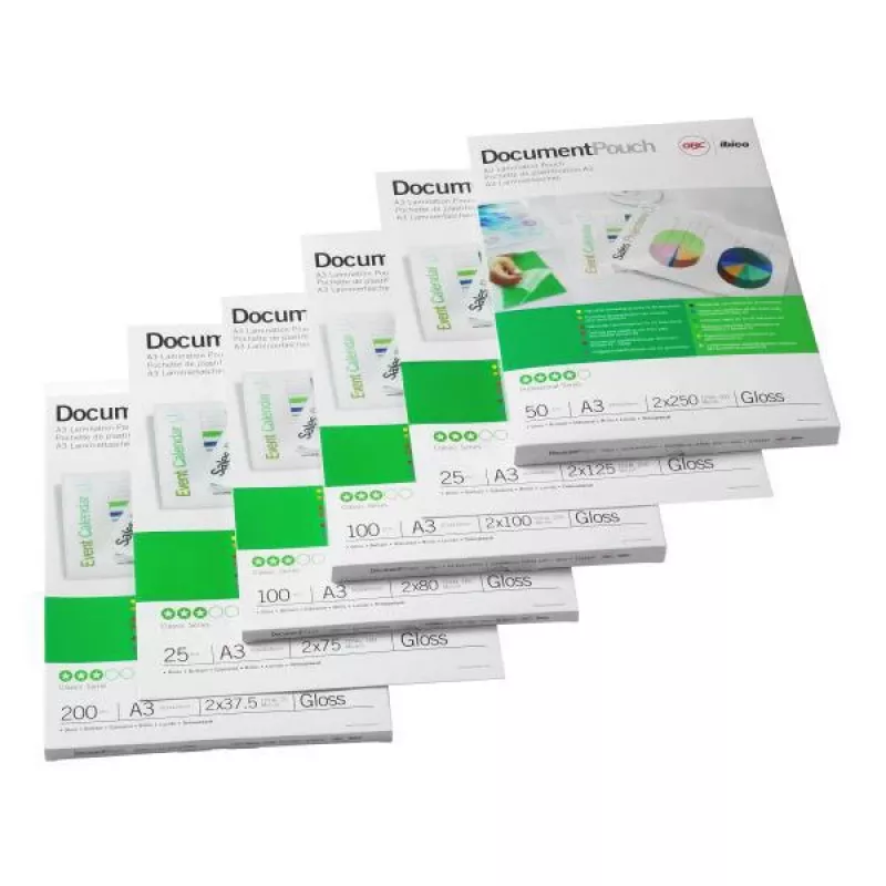 GBC laminovacie fólie A3 75 mikrónov, lesklé, transparentné, A3, 303 mm, 0,15 mm, 426 mm