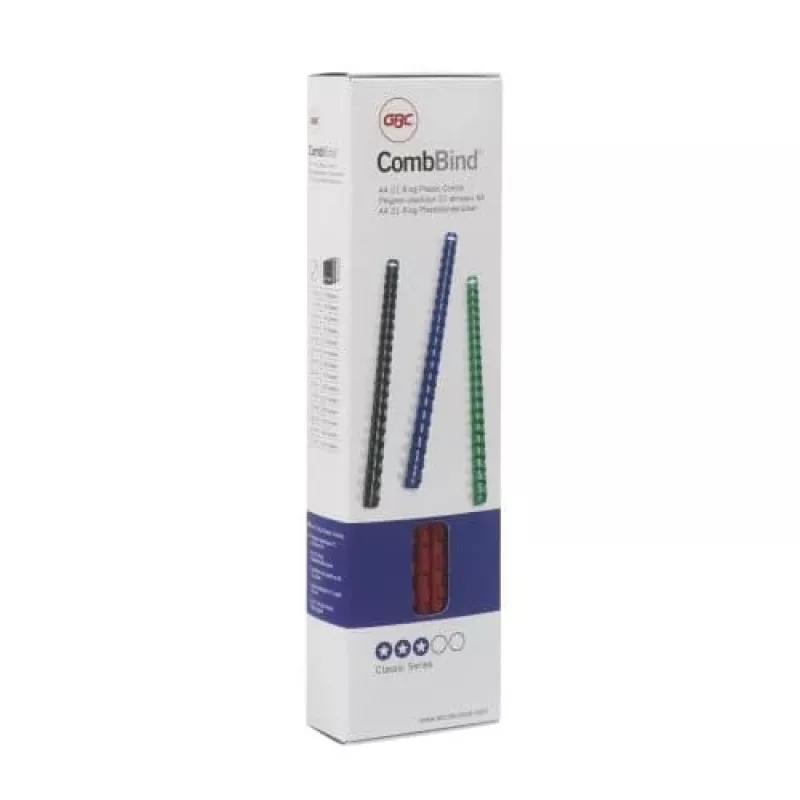 GBC CombBind viazacie hrebene 10 mm A4 21R, modrá, 65 listov, polyvinylchlorid (PVC), A4, 100 ks