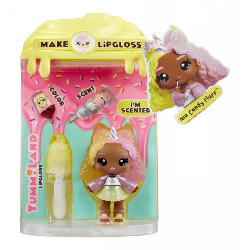 MGA Entertainment Yummiland Lip Gloss bábika séria 2 - Cotton Candy (Nia Candy Fluff)