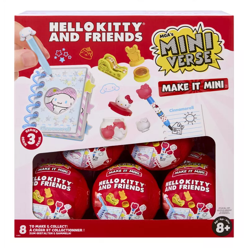 Miniverse Make It Mini Hello Kitty and Friends séria 3, 8 rokov, Hello Kitty, viacfarebná, plast, živica