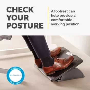 Fellowes podnožka pod stôl – Office Suites podnožka pod stôl, ergonomická podnožka s 3 nastaviteľnými polohami výšky a antibakteriálnou technológiou – podnožka pre kanceláriu a domov – čierna