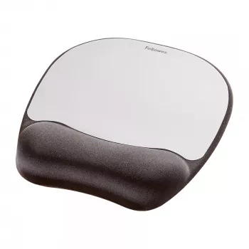 Fellowes podložka pod myš s podporou zápästia - memory foam podložka pod myš s mäkkým penovým vankúšikom - ergonomická podložka pod myš pre počítač, notebook, prácu z domu - kompatibilná s laserovými a optickými myšami - strieborná