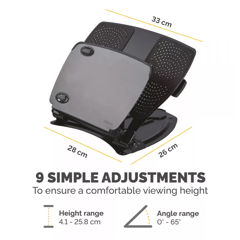 Fellowes Professional Series pracovná stanica pre notebook, čierna, kov, 85 - 245 mm, 400 mm, 58 mm, 341 mm