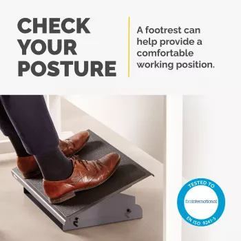 Fellowes podnožka pod stôl – Professional Series podnožka pod stôl, ergonomická podnožka s 3 výškovo nastaviteľnými polohami a protišmykovým povrchom plošiny – podnožka do kancelárie a domácnosti – čierna