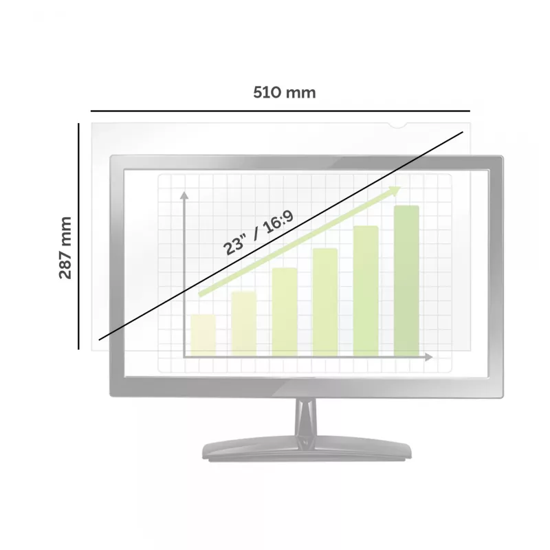 Fellowes 23 palcov širokouhlý PrivaScreen filter proti videniu, 58,4 cm (23 palcov), 16:9, monitor, bezrámový filter proti videniu obrazovky, proti odleskom, ochrana súkromia, 140 g