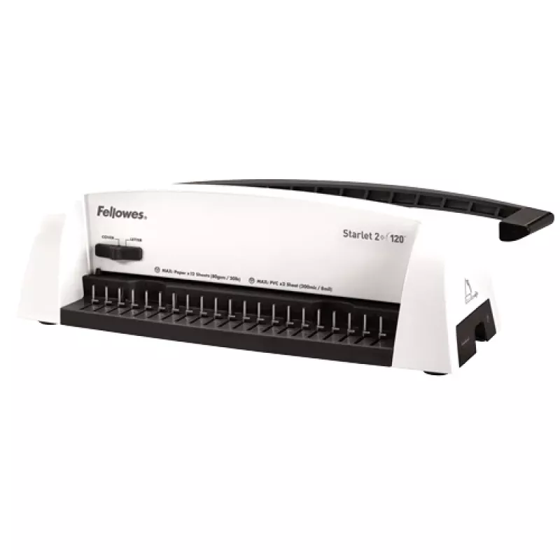Fellowes Starlet 2+ väzbový stroj na plastové hrebene, biely, perforácia 12 listov
