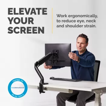 Fellowes Platinum Series držiak monitora – držiak monitora pre 8 kg 40-palcové obrazovky – nastaviteľný stolový držiak monitora – náklon 45° otáčanie 180° rotácia 360° rotácia 360°, VESA 75 x 75/100 x 100 – čierny