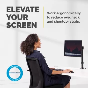 Fellowes Reflex držiak monitora - držiak monitora pre 8 kg 32 palcové obrazovky - nastaviteľný stolový držiak monitora - náklon 45° otočenie 180° rotácia 360°, VESA 75 x 75/100 x 100 - čierna