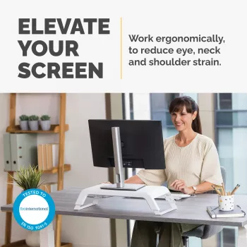 Fellowes stojan na počítačový monitor s 3 výškovými nastaveniami - Hana LT podložka pod monitor - ergonomický nastaviteľný stojan na monitor pre počítač - maximálna hmotnosť 22,6 kg - biela