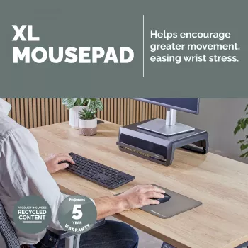 Fellowes Breyta XL podložka pod myš s protišmykovým spodkom XL podložka pod myš s antibakteriálnou ochranou sivá